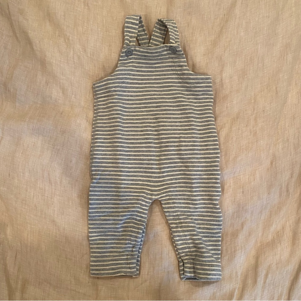 Hanna Andersson Baby Gray Striped Overalls